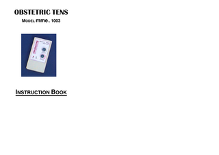 OBSTETRIC TENS MODEL mme™ 1003  INSTRUCTION BOOK  