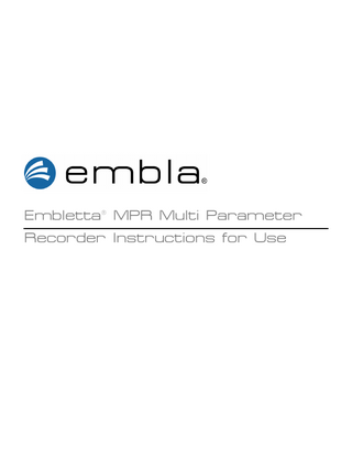 Embletta MPR Multi Parameter Recorder Instructions for Use Rev 7.0 July 2014