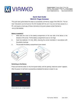 VM-2101 Quick Start Guide Ver 1.1 Feb 2009