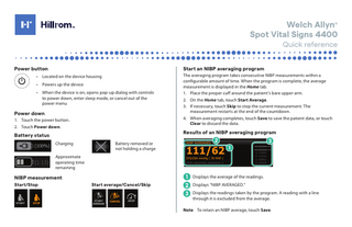 Spot Vital Signs 4400 Quick Reference Guide Ver B