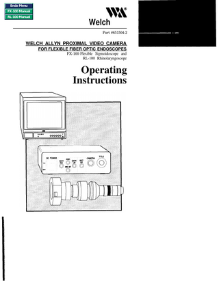 Proximal Video Camera for FX-100 Flexible Sigmoidoscope and RL-100 Rhinolaryngoscope
