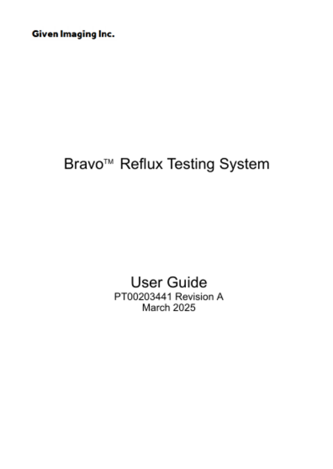 Bravo Reflux Testing System User Guide PDF download