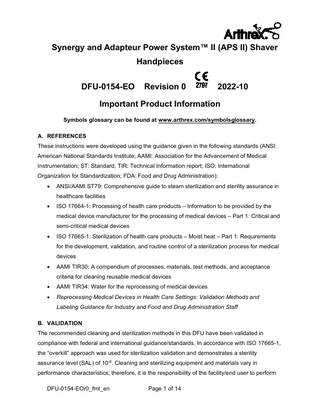 Synergy and Adapteur Power System II Shaver Handpiece Instructions Rev 0 Oct 2022