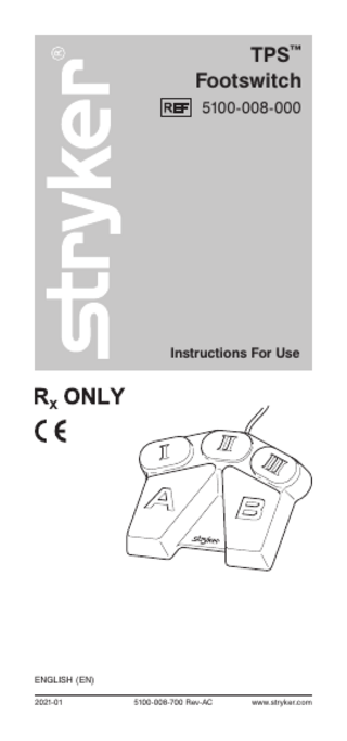 TPS Footswitch Instructions for Use Rev AC Jan 2021