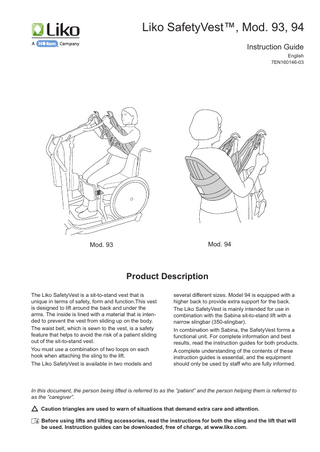 Liko SafetyVest Mod. 93 and 94 Instruction Guide Sept 2010