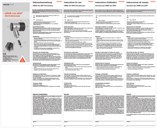 HEINE mini 3000 Dermatosscope Instructions for Use Feb 2012