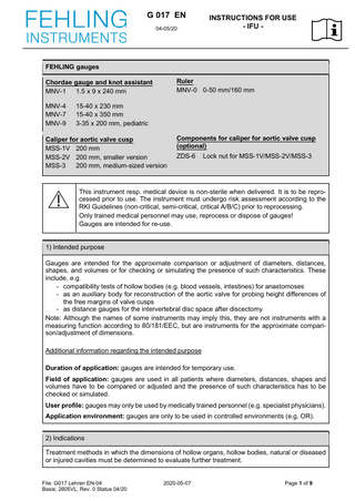 Chordae Gauges Instructions for Use