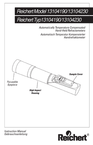 Model 13104190 and 13104230 Instruction Manual Rev D