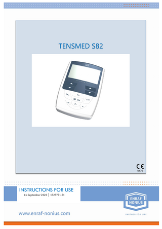 Table of contents TECHNICAL FEATURES ... 5 Device ... 5 Use conditions ... 5 Technical features of the currents NMES and TENS: ... 5 EQUIPMENT ... 6 INTENDED USE ... 6 CONNECTIONS ... 7 Accessories ... 7 LABELLING AND SYMBOLS ... 7 WARNINGS AND CONTRAINDICATIONS... 10 Mandatory behavior ... 10 Warnings before use ... 11 Warnings during the use ... 11 SIDE EFFECTS AND CONTRAINDICATIONS ... 12 Contraindications ... 12 MAINTENANCE AND CLEANING... 13 Maintenance and cleaning of the device ... 13 Accessories Use and storage of the electrodes and the cables. ... 13 INSTRUCTIONS FOR USE ... 15 ELECTROSTIMULATION ... 18 Electrostimulation advantages... 18 Mechanism of the muscular contraction ... 18 TENS ... 20 Incontinence programs ... 21 Warnings ... 21 Maintenance... 21 PROGRAM LIST ... 22 TREATMENT DESCRIPTIONS ... 25 WARRANTY ... 27 FREQUENTLY ASKED QUESTIONS ... 28 1727751-51 4
