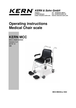 MCC Medical Chair Scale Operating Instructions Ver 3.02 Dec 2018