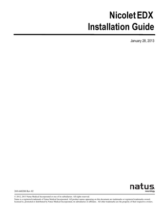 Nicolet EDX Installation Guide Rev 02 Jan 2013