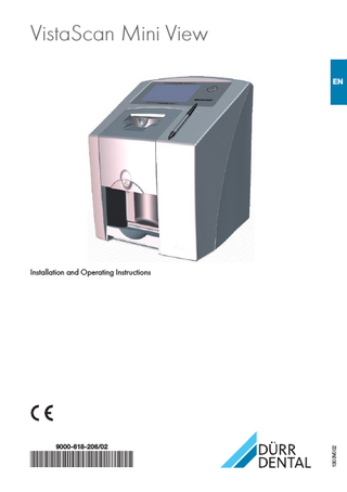 VistaScan Mini View EN 9000-618-206/02 1303V002 Installation and Operating Instructions