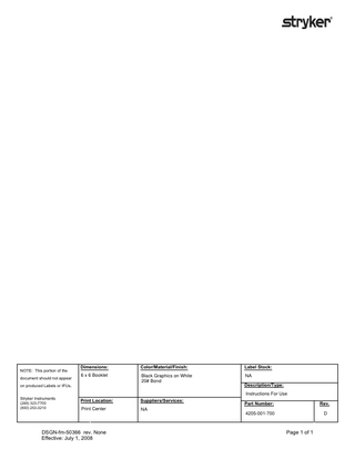 System 5 Dual Trigger Rotary Handpiece Instructions for Use Rev D July 2009