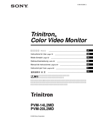 Trinitron PVM-14L2MD and 20L2MD Instructions for Use