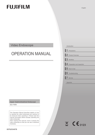 Upper Gastrointestinal Video Endoscope Operation Manual