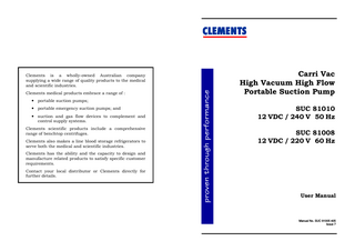 SUC 81010 and SUC 81008 Carri Vac High Vac High Flow Suction User Manual Issue 7