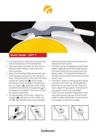 GH1 F Ceiling Hoist Quick Guide