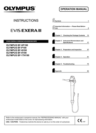 BF-xx190 Series EVIS EXERA III BRONCHOVIDEOSCOPE Operation Manual April 2013