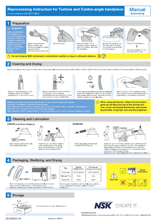 Turbine and Contra-Angle Handpiece Reprocessing Instruction