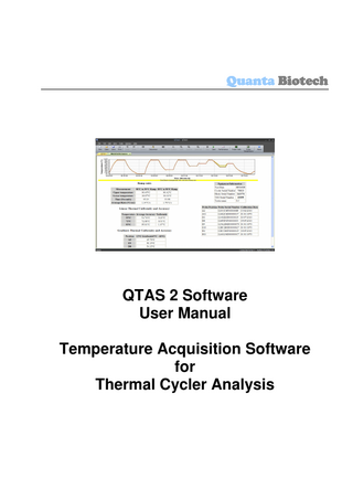 Table of Contents Installing & Upgrading QTAS 2 Software QTAS Application Software Installation Uninstall Operation of the Software  Using the Software for a Trace Without Analysis Using the Software to Run a Performance Test  Q-TAS2  …..………………………………….1 …...…………………………………1 ……………………………………...1 ……………………………………...1 ...……………………………………4 …………………………………….11  IV  