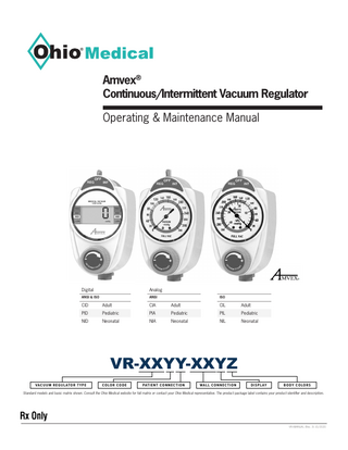 Continuous-Intermittent Vacuum Regulator Operating and Maintenance Manual Rev 3 Oct 2020