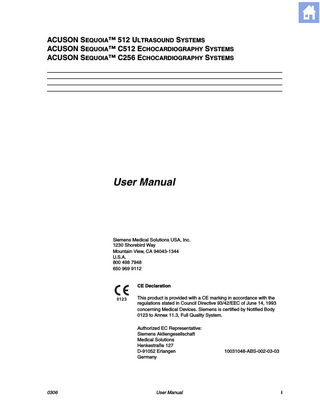 ACUSON Sequoia 512 US and C512 -C256 Echo Systems User Manual