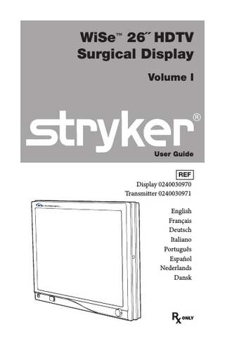 WiSe 26 HDTV Surgical Display Vol 1 User Guide Sept 2010