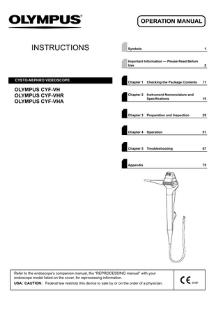 CYF-VHx Series CYSTO NEPHRO VIDEOSCOPE Operation Manual Aug 2011