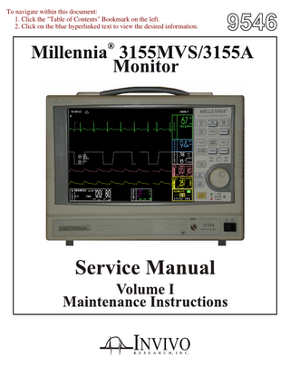 Millennia 3155MVS-3155A Service Manual Volume 1 Release 3 Jan 2002