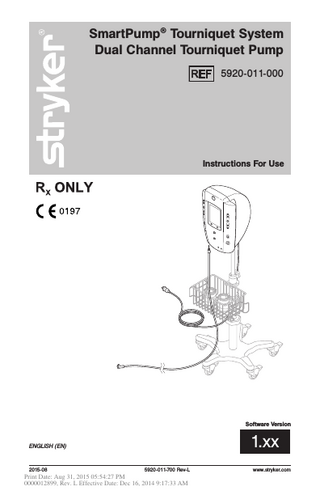 SmartPump Dual Channel Tourniquet Pump Instructions for Use Rev L Aug 2015