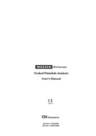 User’s Manual  Octavus BERA  For further help with the Octavus software, click on Help > Octavus Online Help from the menu bar, or the  button.  The online help contains a table of contents, an index and a search function. To acquire help when you use the Octavus software, press the F1 key or access the Online Help from the Help menu. The Online Help is context sensitive, which means that you enter the help file where it refers to the program part you are currently using and most likely require information on.  24  