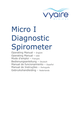 vyaire Micro I Diagnostic Spirometer Operating Manual Rev-1.8 Feb 2019