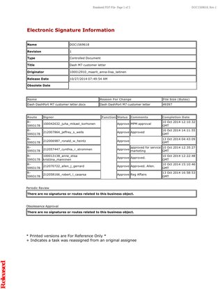 Dash and DashPort series End of Life Notification Oct 2014