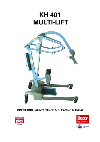 KH 401 MULTI-LIFT  OPERATING, MAINTENANCE & CLEANING MANUAL  KEIM - 011  