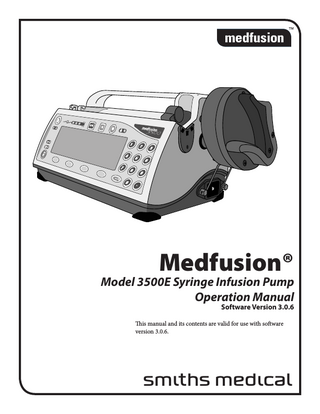 Medfusion Model 3500E Operation Manual Ver 3.0.6 