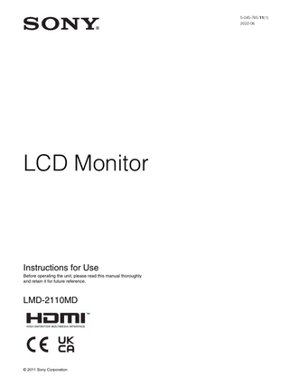 LMD-2110MD LCD Monitor Instructions for Use  June 2022