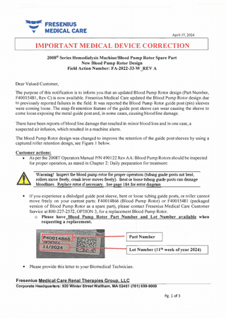 2008 Series Important medical device Correction  Blood Pump Rotor Design 