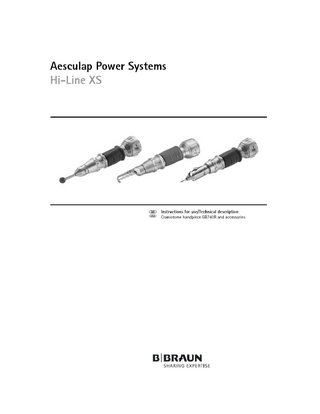 Hi-Line XS Craniotome Handpiece Instructions for Use