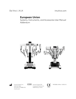 Da Vinci Systems, Instruments, and Accessories User Manual Addendum