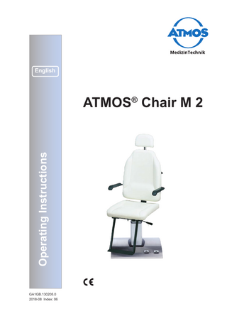 Chair M 2 Operating Instructions Index 06 Aug 2018