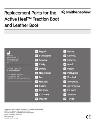 Active Heel Traction boot and Leather Boot Replacement Parts Rev E