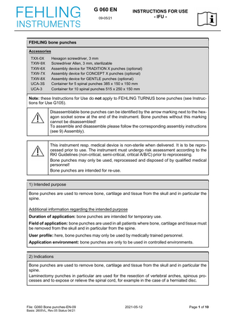 Bone Punches Instructions for Use