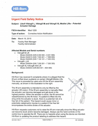 Viking series Urgent Field Safety Notice March 2015