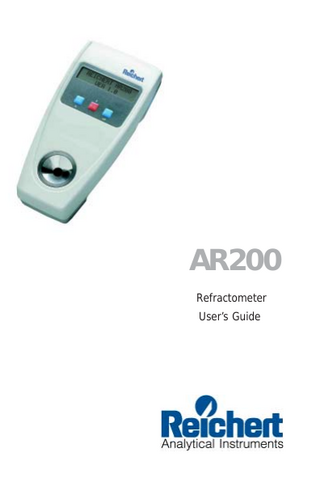 AR200 Refractometer Users Guide Rev D
