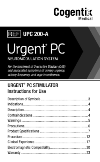 UPC 200-A Urgent PC Stimulator Instructions for Use Rev E