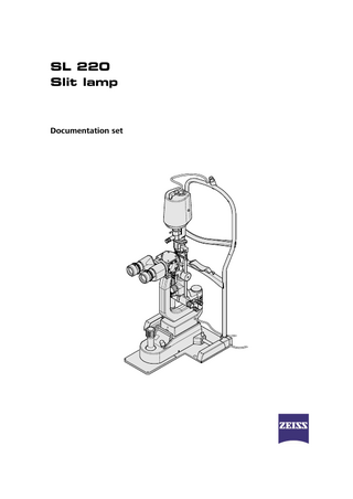 SL 220 Slit Lamp User Manual