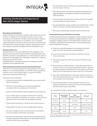 Non-sterile Integra Devices Inspection , Cleaning and Disinfection Instructions  