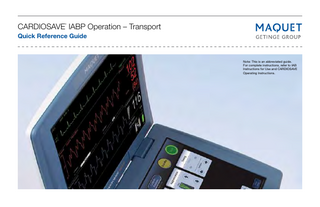 CARDIOSAVE Battery Operation Quick Reference Guide-Transport Rev C