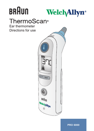 ThermoScan PRO 6000 Directions for Use April 2015