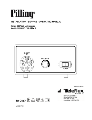 Model #528300P Lightsource Installation / Service / Operating Manual R02